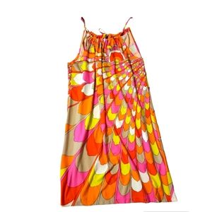 Trina Turk Pink Orange Strap Dress Size 6 Retro Colorful